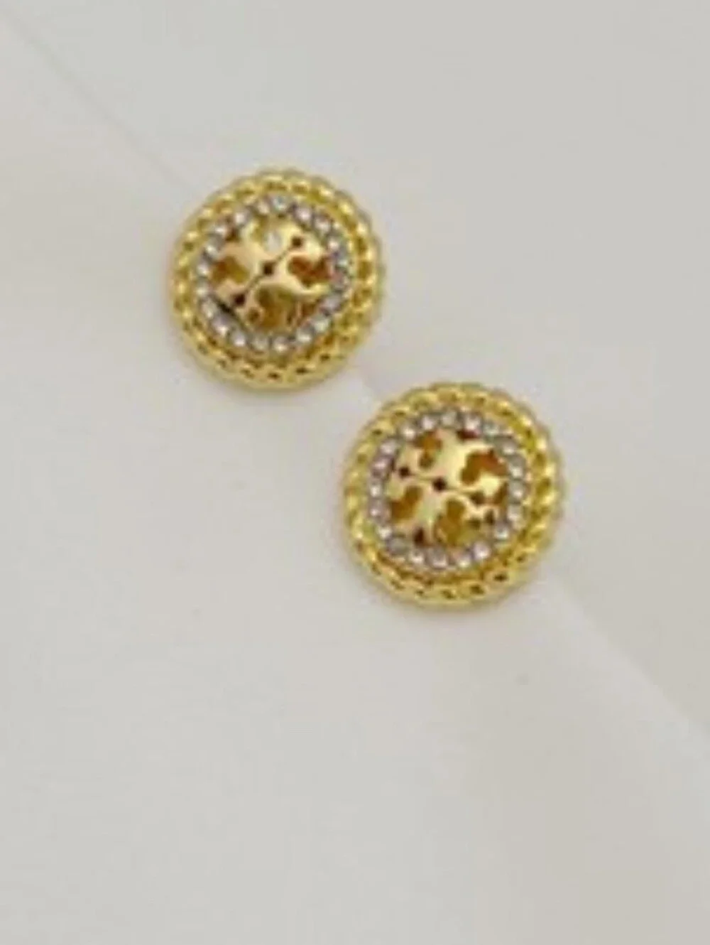 Tory Burch Rope Crystals Stud Earrings New